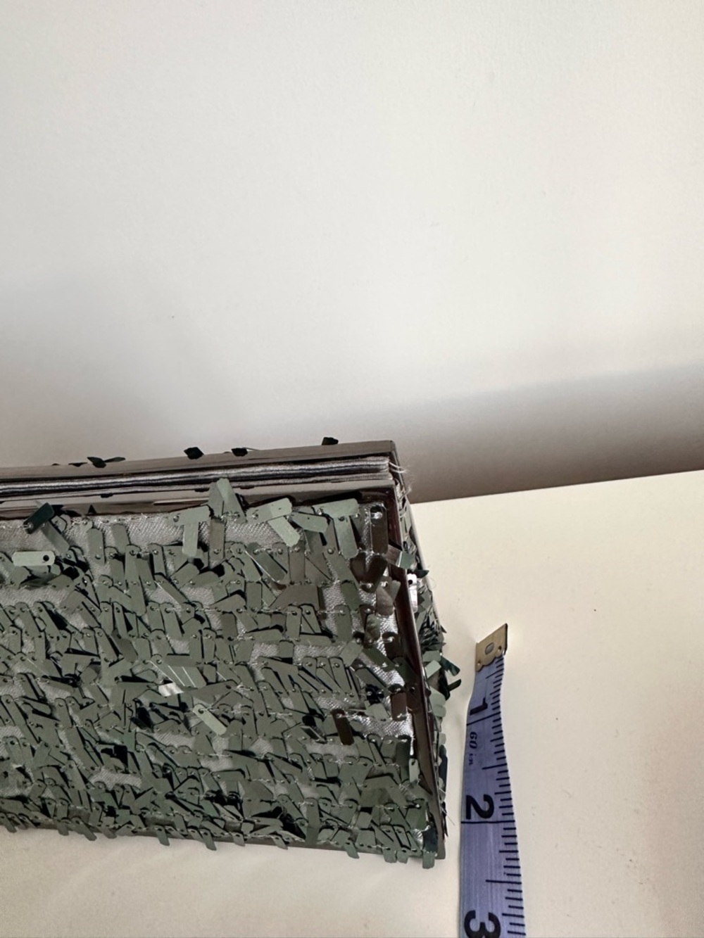 BCBGMaxAzria Silver Sequin Rectangular Evening Clutch / Crossbody Bag - Picture 12 of 12